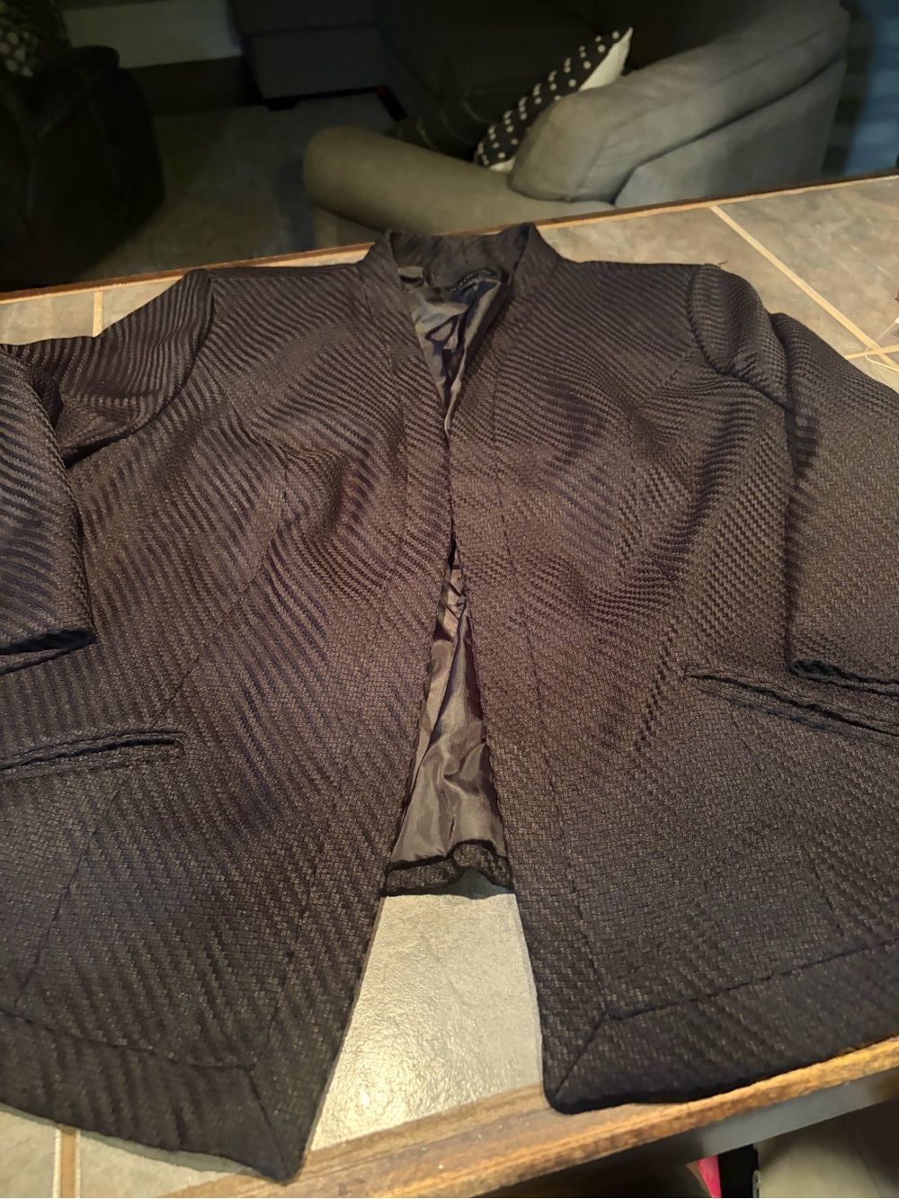 Investments Black Textured Open-Front Women's Blazer- size 18